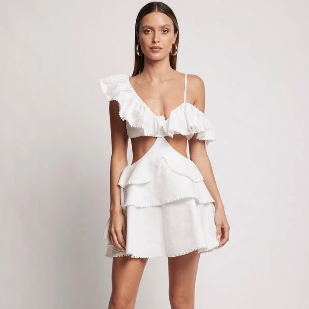 Sofia the Label White Ruffle Graduation Dress